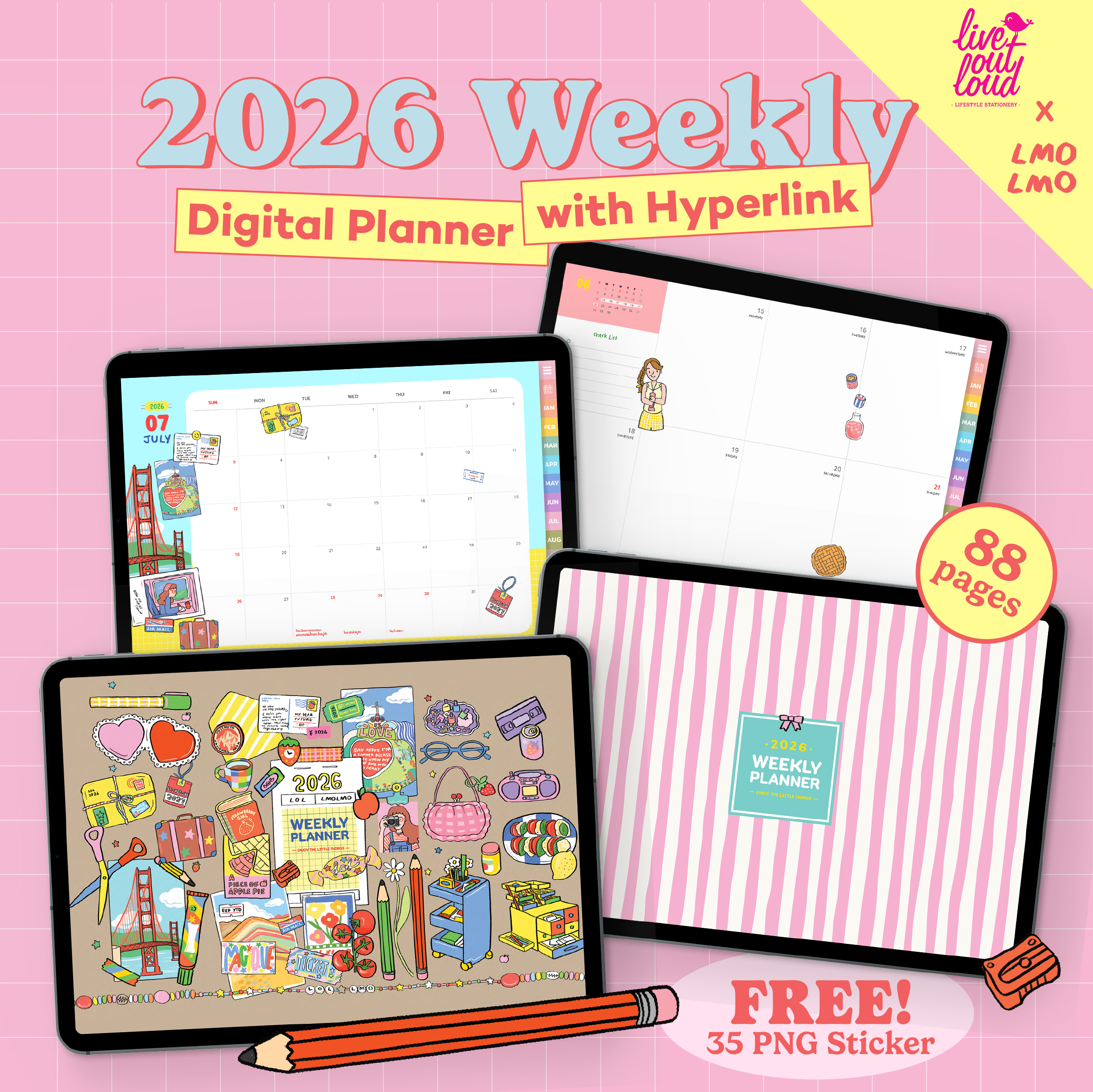 2026 My Little Joy Digital Planner (Weekly) + Free Stickers
