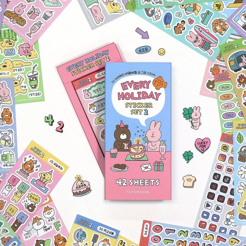 Every Holiday Stickers Set of 42 pcs. ver.2 สติ๊กเกอร์เซ็ต 42 แผ่น